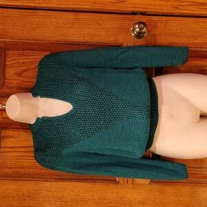 Vintage Nannell Dark Teal Knit V-Panel Sweater Small